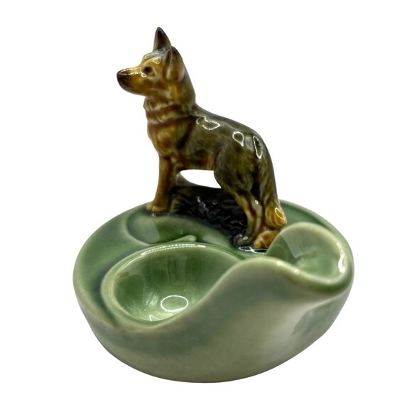 Vintage WADE England German Shepherd Ornamental Dog Figurine Tobacco Pipe Rest - Picture 2 of 8